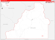 San Juan County Wall Map Red Line Style